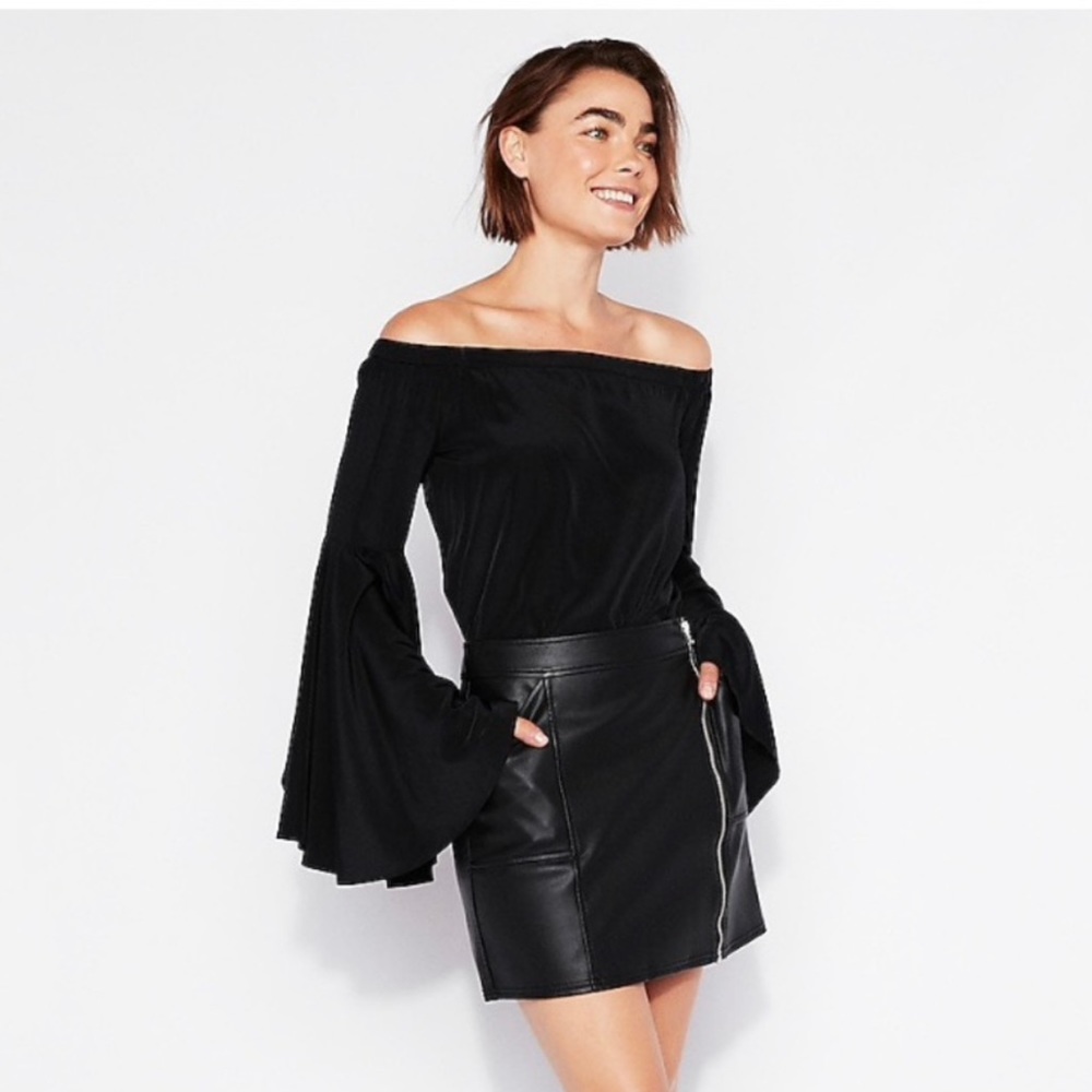 Express Faux Leather Zip Mini Skirt